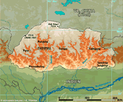 Bhutan Landkarte